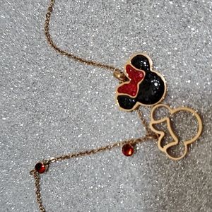 Rose Gold Double Pendant Minnie Mouse Necklace